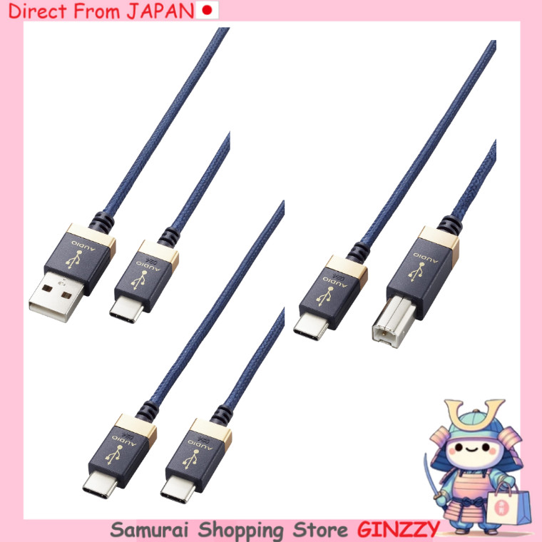 ELECOM USB สำหรับออดิโอแปลง  การส่งเพลง OTG เสียงไฮเรสไนลอนเมช 1m สีน้ำเงิน DH-AC10 ญี่ปุ่น