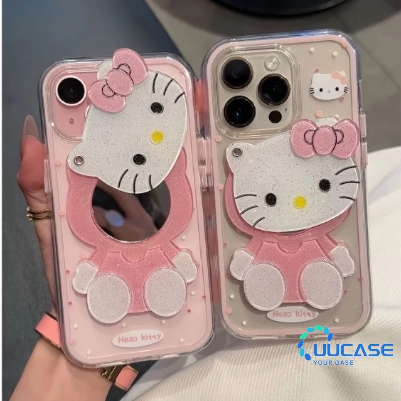 เคสโทรศัพท์สําหรับ Iphone 17 16 15 14 13 12 11 Plus/Pro กระจกแมวลาย Dot โทรศัพท์ cae ขอบสีสามในหนึ่งเดียว โปร่งใส ความคิดสร้างสรรค์ นักเรียนสาวอ่อน SHYXC
