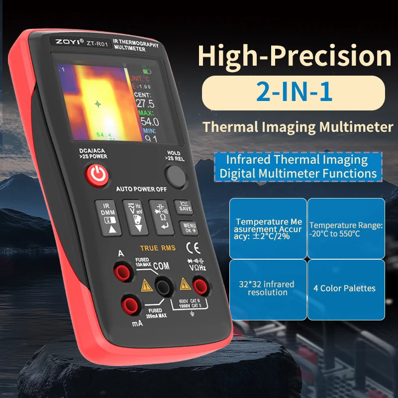 ZOYI ZT-R01/R02 Thermal Imaging Multimeter 2-in-1, เครื่องวัดอุณหภูมิอินฟราเรดสําหรับชั้นความร้อนอุต