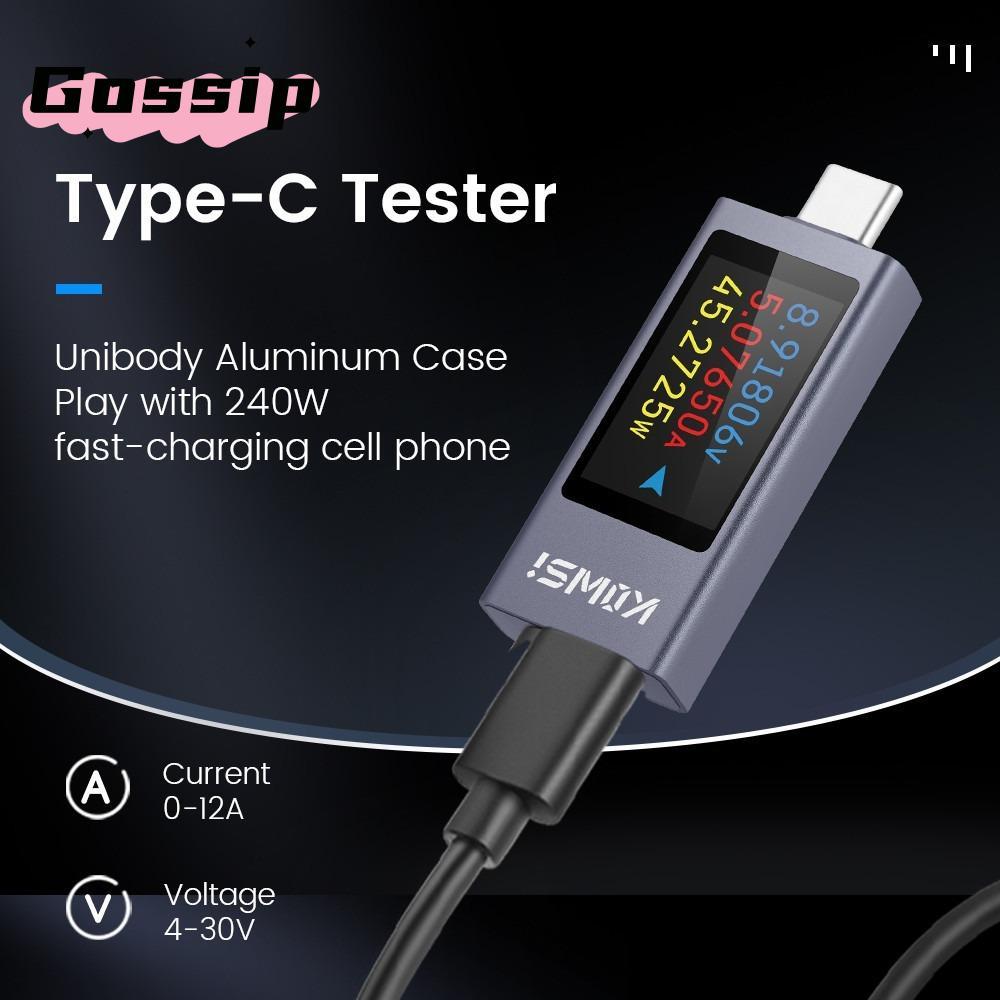 GOSSIP Power Meter Tester, Type-C KWS-2303C Current และแรงดันไฟฟ้า, DC 4-30V 0-12A แบตเตอรี่ความจุ P