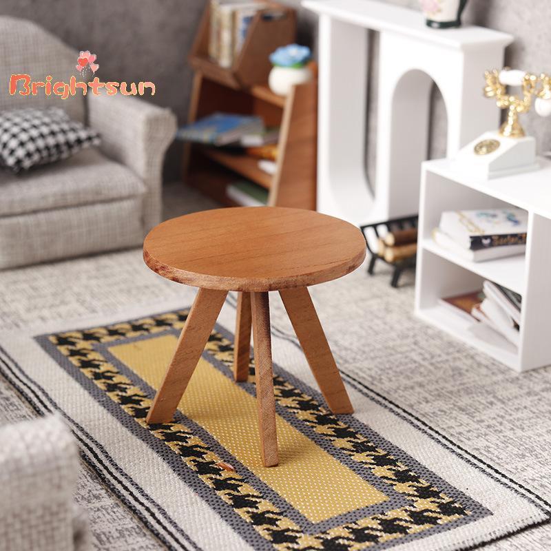 [BT-t] 1 12 Scale Mini Dollhouse Round Tea Coffee Table Furniture Model for Home Scene ตกแต่งห้องใหม