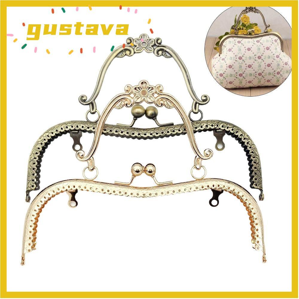 GUSTAVA Purse Frame Kiss Clasp Bag Claspsps Vintage Pattern Bag Frame Buckle DIY Craft Bag Making Pu