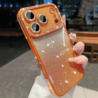 Clear Glitter Diamondเคสโทรศัพท์เข้ากันได้สําหรับiPhone 17 16 15 14 13 12 11 Pro Max Plusเพชรกันกระแทกกันชนกรณีปกปลอก