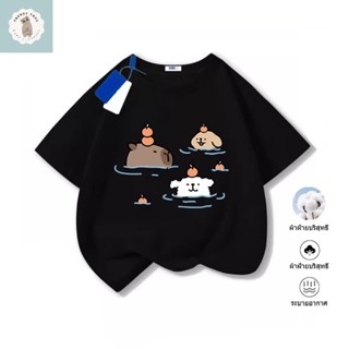 เสื้อยืดเด็กพิมพ์ลายการ์ตูนคาปิบาร่าสุดน่ารัก สวมใส่สบาย ดีไ…