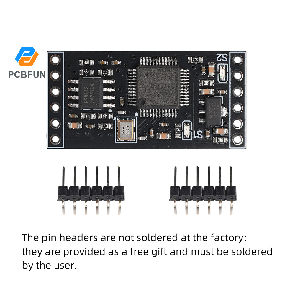 Pcbfun ตัวรับสัญญาณ RC PWM ถึง 0-5V แรงดันไฟฟ้าอะนาล็อกสองช่อง DC 5-12V
