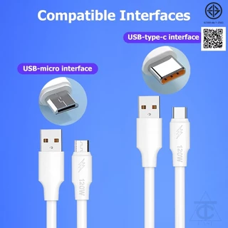 สายชาร์จและถ่ายโอนข้อมูล Type-C / Micro USB แบบชาร์จเร็ว (120W) สำหรับโทรศัพท์มือถือ