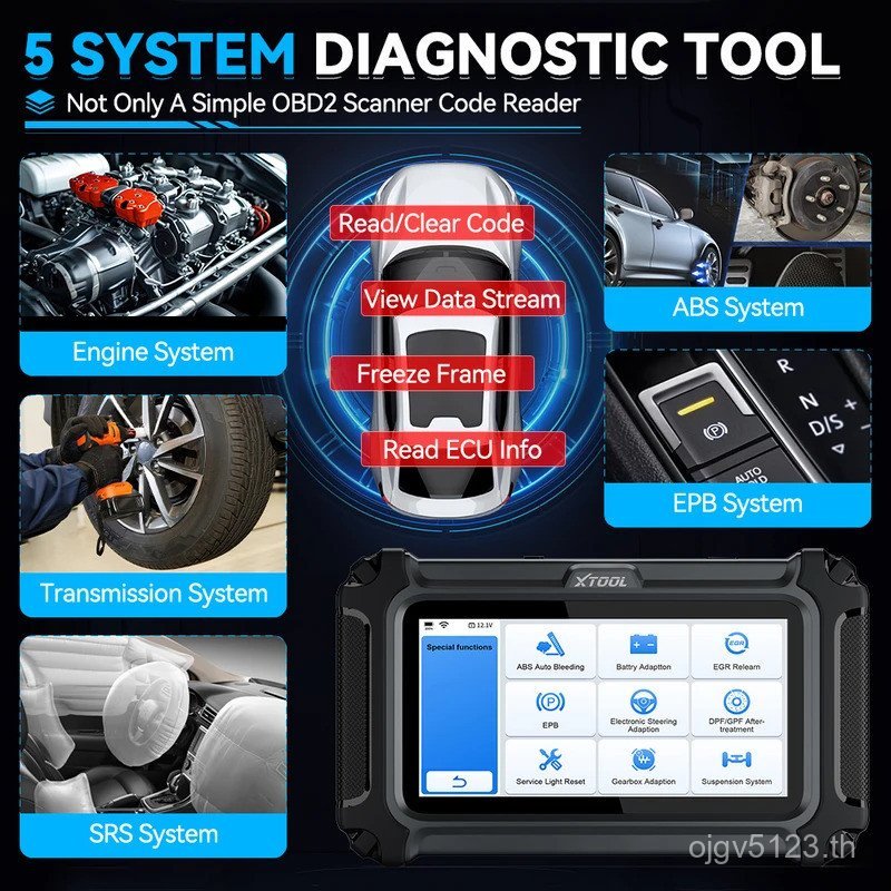 XTOOL D5S รถ OBD2 เครื่องสแกนเนอร์เครื่องมือวินิจฉัยสําหรับเครื่องยนต์การวินิจฉัย ABS SRS พร้อมรีเซ็