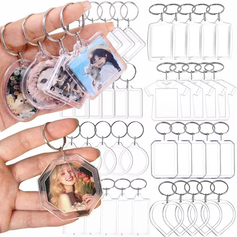พวงกุญแจกรอบรูปอะคริลิกใส / พวงกุญแจจี้เปล่าแบบ DIY สำหรับใส่รูปภาพได้เอง