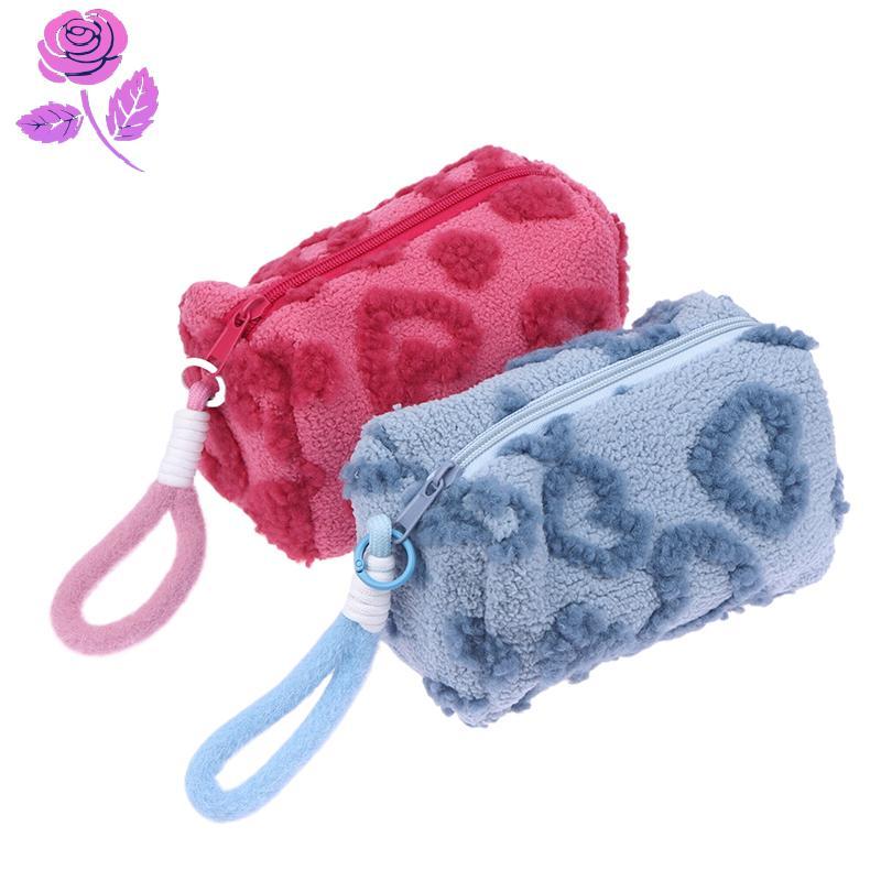 Good Plush กระเป๋าแต่งหน้าพร้อมที่จับ Soft Travel กระเป๋าเก็บเครื่องสําอางแบบพกพา Love พิมพ์ Organiz