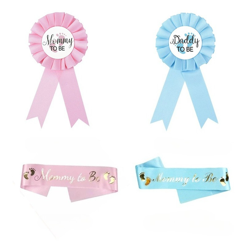 Mommy To Be Daddy To Be ไหล่ Sash Ribbon Badge Pins สําหรับอาบน้ําเด็ก 1st วันเกิดเพศเปิดเผยปาร์ตี้ 