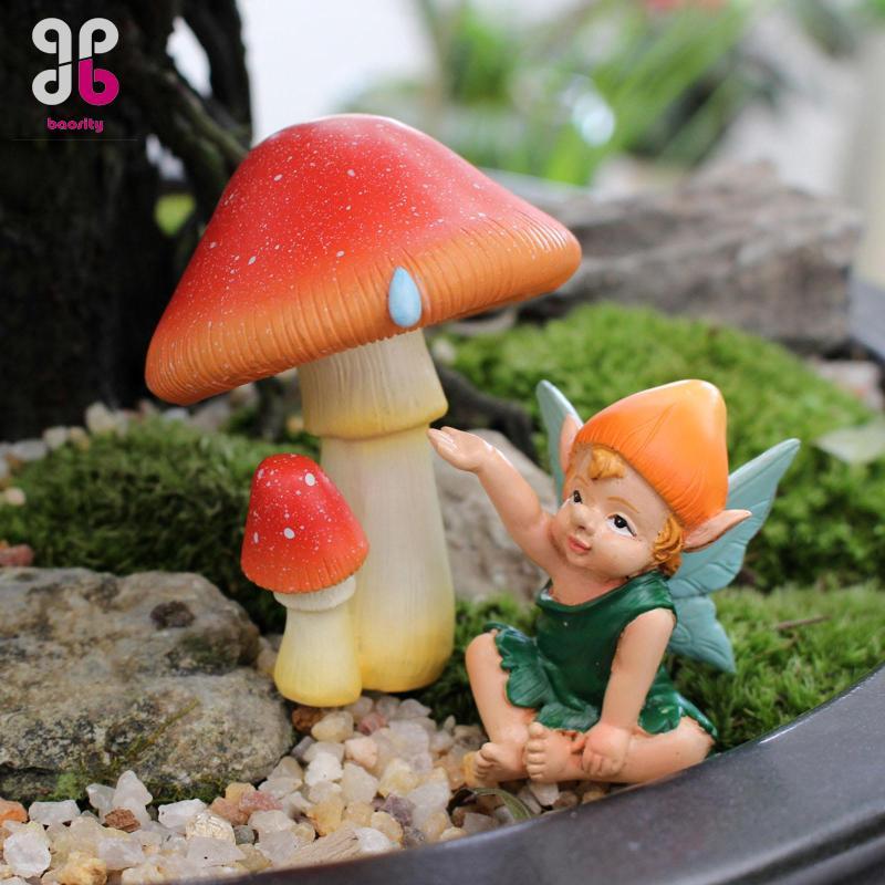 [Baosity] 2 ชิ้น Fairy Garden Accessories เห็ดตกแต่งตุ๊กตาขนาดเล็ก