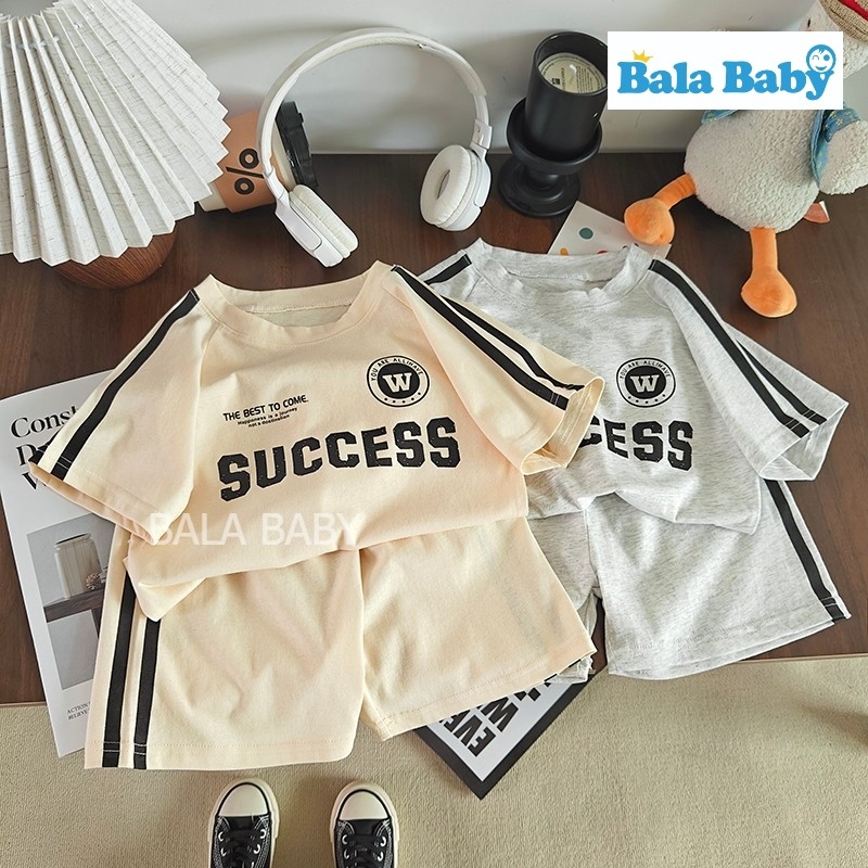 ชุดเซ็ตลำลองเด็ก ชุดเด็กแฟชั่นลายตัวอักษร เซ็ต 2 ชิ้น เสื้อแขนสั้นกางเกงขาสั้น ผ้าcotton  DXT16