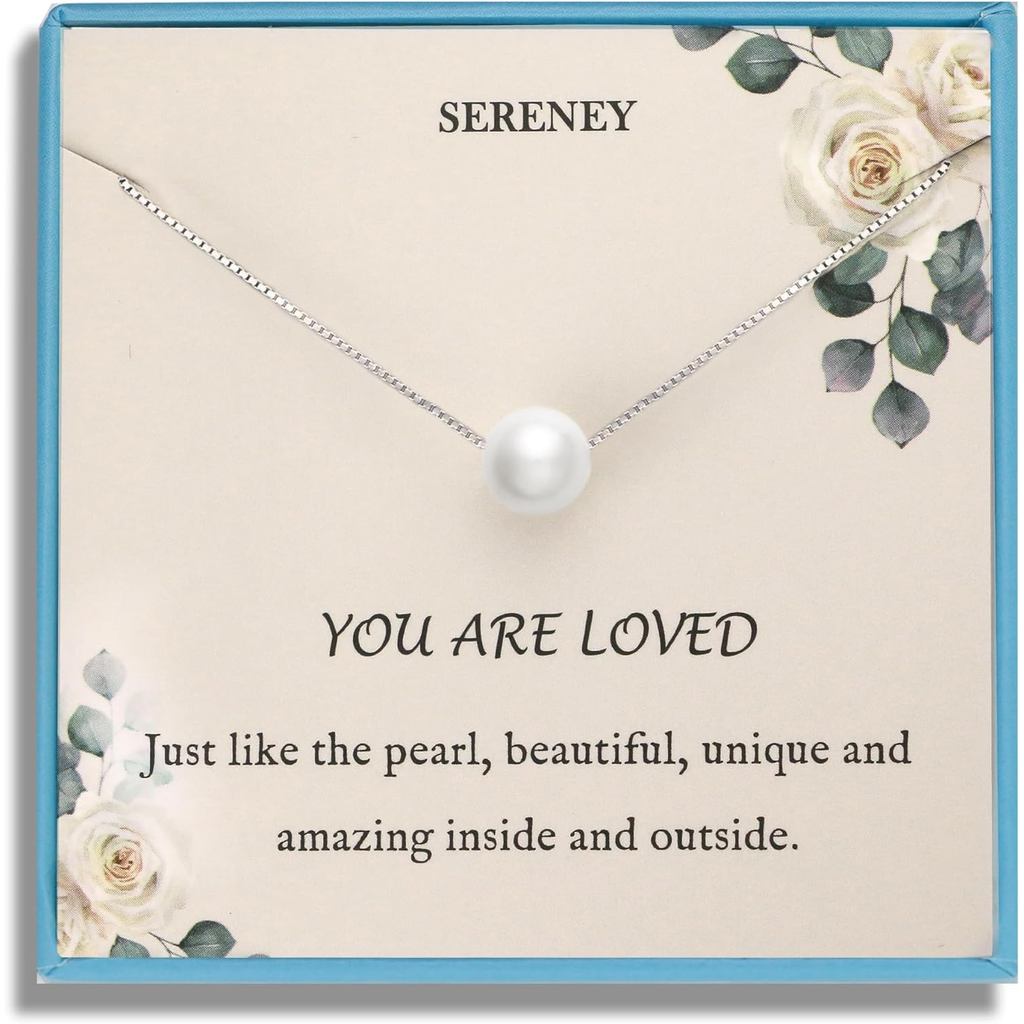 Sereney Sterling Silver Birthday Gifts for Girls Women, Pearl Necklace as 7 9 10 11 13 15 16 18 21 3