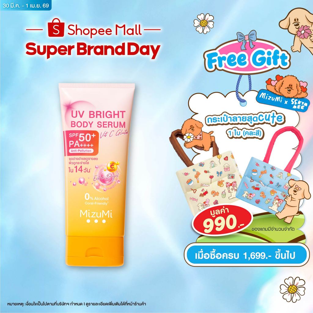 MizuMi UV Bright Body Serum Vit C Gluta 180ml เซรั่มกันแดดทาผิวกาย สูตรวิตซีกลูต้า สยบจุดด่างดำ ผิวเ