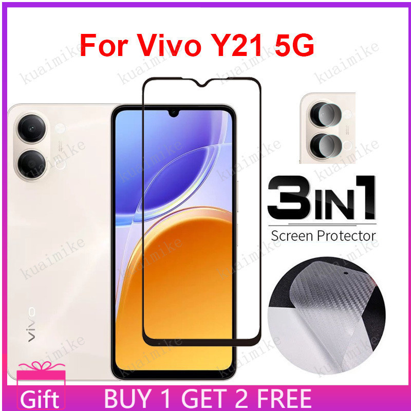 3 IN 1 Vivo Y21 5G ฟิล์มกระจกนิรภัยสําหรับ Vivo Y11d Y21d Y31d Y21T Y33s Y19s GT Y29s Y29T Y05 Y04s 