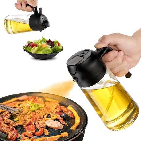 Olive Oil Dispenser for Kitchen Oil Sprayer - 2 in 1 Multi-Color with Food-Grade Oil Bottle for Air 