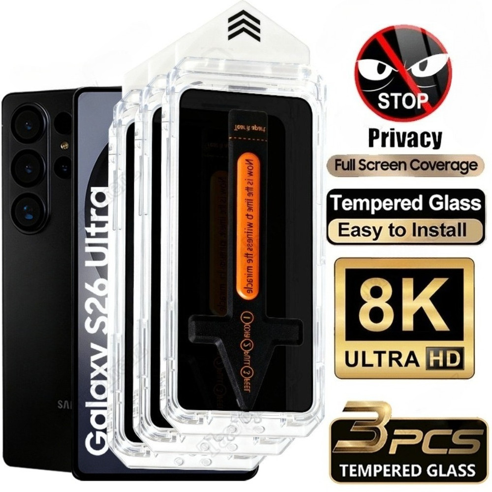 3 ชิ้น Anti Spy กระจกนิรภัยสําหรับ Samsung Galaxy S26 S25 S24 Ultra S23 S22 S21 Plus S26 S25 Edge One Click ติดตั้ง Protector