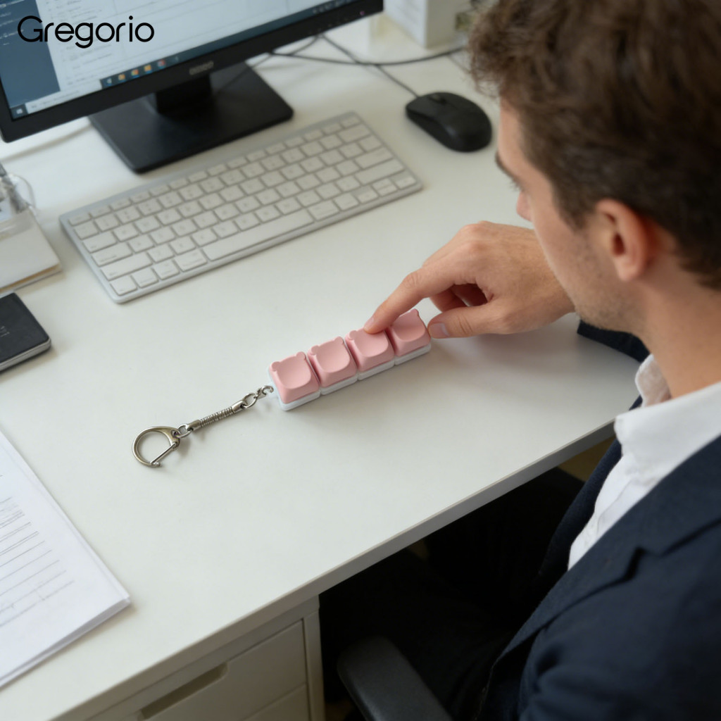 Gregxp Mechanical Keyboard Fidget Toy Keyboard Fidget Toy 4-keys Bear Fidget Keyboard Keychain – ควา