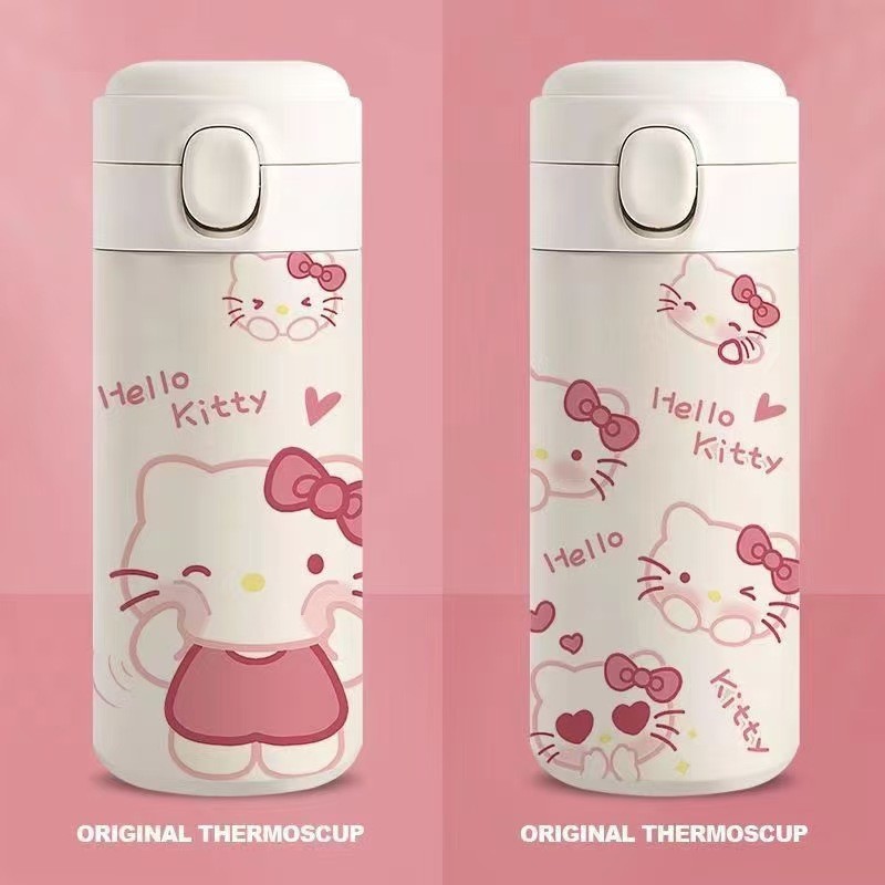 Sanrio kitty Cat Thermos Cup ถ้วยน้ําเด็กผู้หญิงมูลค่าสูง Niche น่ารักน้ําหนักเบาแบบพกพาน้ําความจุขนาดใหญ่