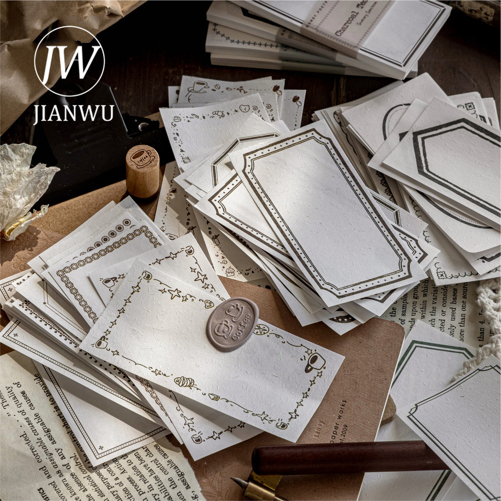 JIANWU ลม Chromatography Series Vintage Border ภูมิทัศน์วัสดุ Collage Memo Pad Creative DIY Junk Journal เครื่องเขียน