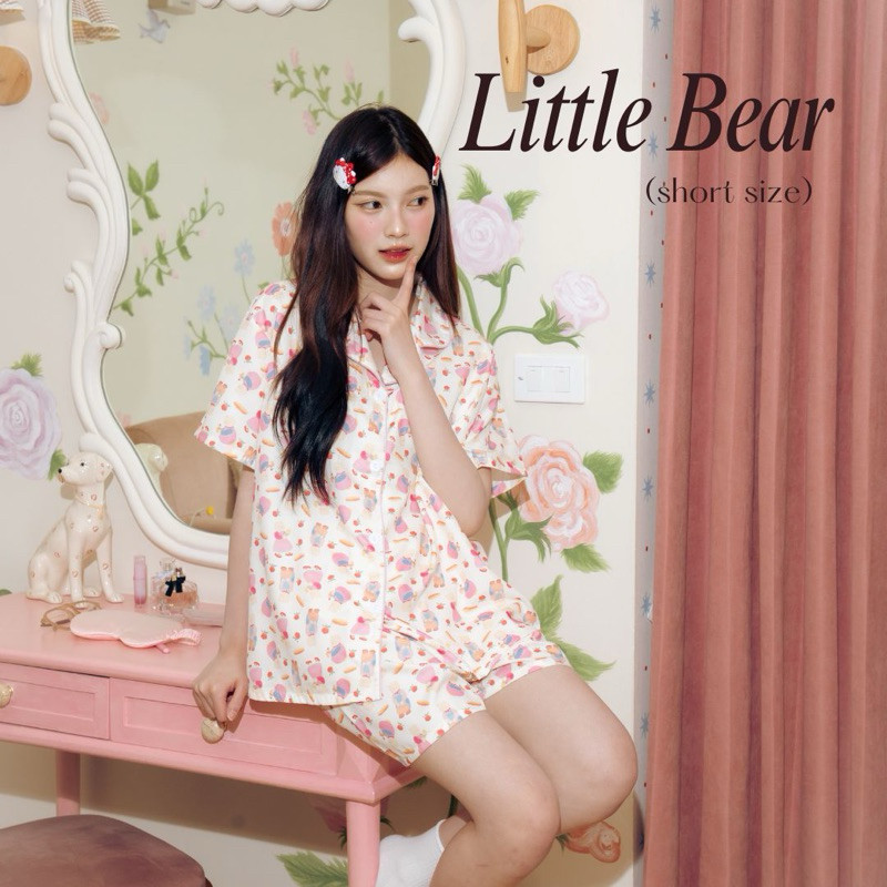 little bear ชุดนอน Nemuri ชุดนอนผู้หญิง ชุดนอนแขนสั้น ชุดนอนแขนยาว ลายน่ารัก  ฟรีไซส์ พร้อมส่ง