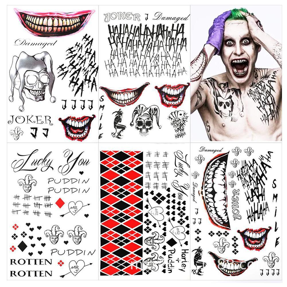 Joker สติ๊กเกอร์รอยสักปลอมชุดกันน้ําชั่วคราว Spider แมวน่ารักสติกเกอร์ Tattoo สําหรับผู้ชายผู้หญิง N