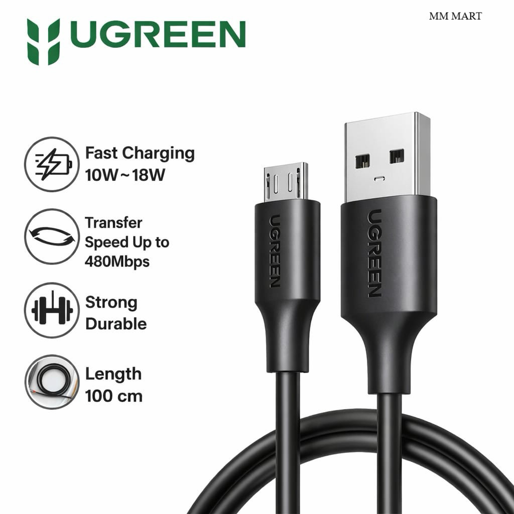 UGREEN Micro USB Fast Charging Data Cable 18W Premium PVC US289 60136 ของแท้