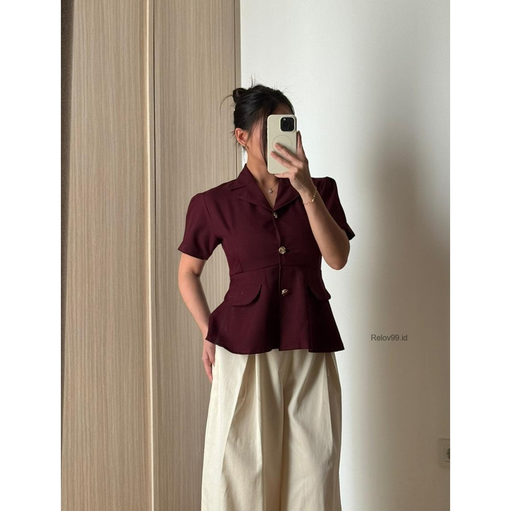 Gia Top / Maroon Womens Top - เสื้อตรุษจีน - CNY Top - Relov99id