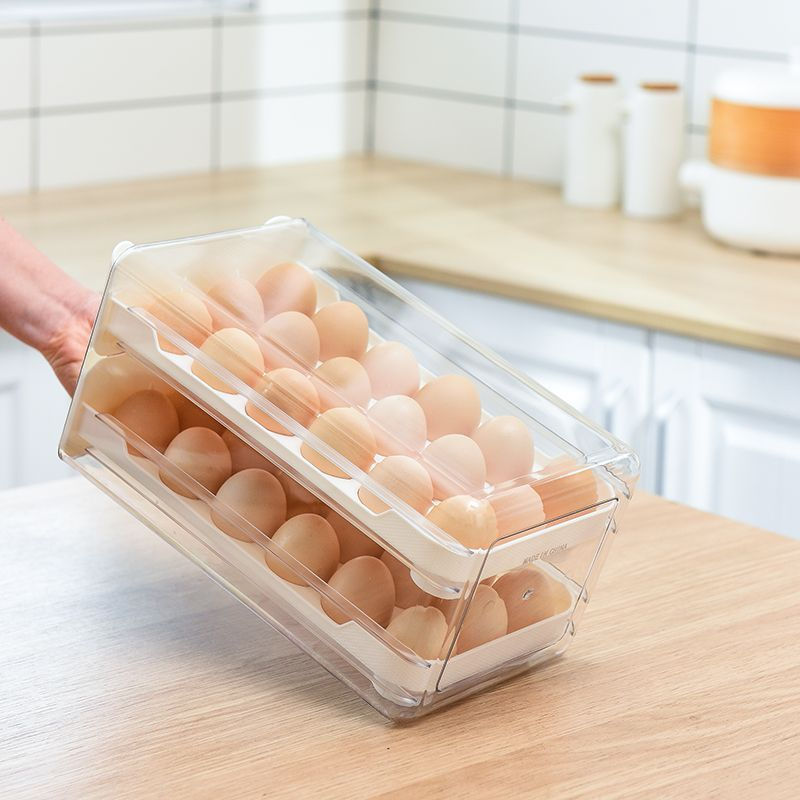 TB Spot Goods#New Egg Storage Box Drawer Type Household Refrigerator Egg Rack Kitchen Egg Holder Foo