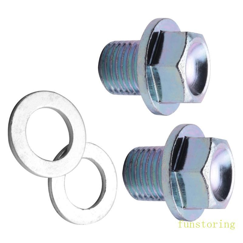 FUN Pack of 2 Oil Pan Drain Bolt Plug และชุดเครื่องซักผ้าโลหะก่อสร้าง 90009R70A00