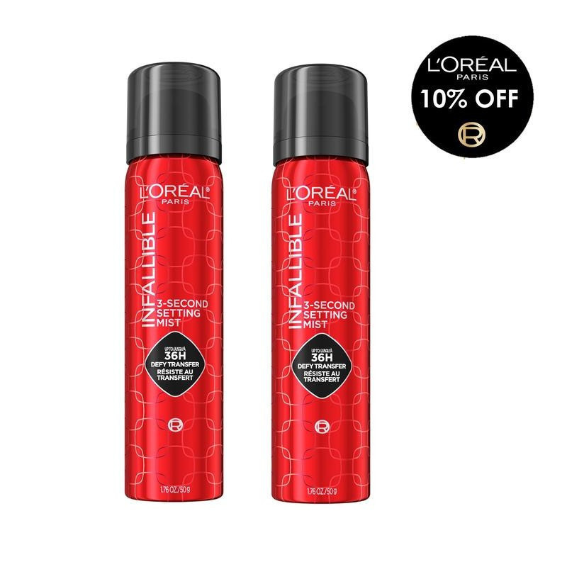 LOreal Paris Infallible 3-Second Setting Spray Mist, Microfine Mist ดเต่าง 36HR Wear- 1.76 oz