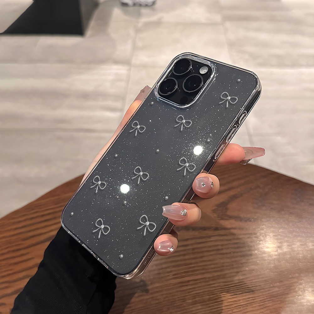 For iPhone กระพริบเคสโทรศัพท์ เคสไอโฟน โบว์เล็กเงางาม 11 13 14 Pro 15 16 Plus 12 16 Pro Max 15 14 PRO MAX X XS MAX - รูปที่ 3