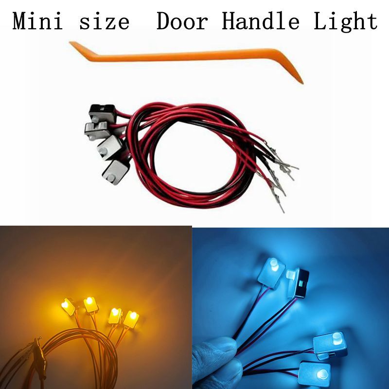 มินิขนาด 4 ชิ้น LED โปร่งใส Ambient Light โคมไฟ Body วงกลมรถชามด้านใน Light มือจับประตู Handrail Light