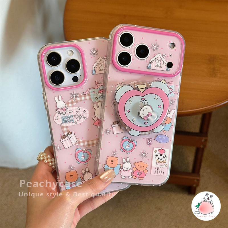 น่ารักหมุนกระต่ายนาฬิกาปลุกยืนแม่เหล็กโทรศัพท์มือถือกรณีเข้ากันได้สําหรับ ไอโฟน 17 16 15 14 มือโปร สูงสุด 13 16โปรแม็กซ์ ป่นปี้ทนป้องกัน IMD มือถือเชลล์ - รูปที่ 4