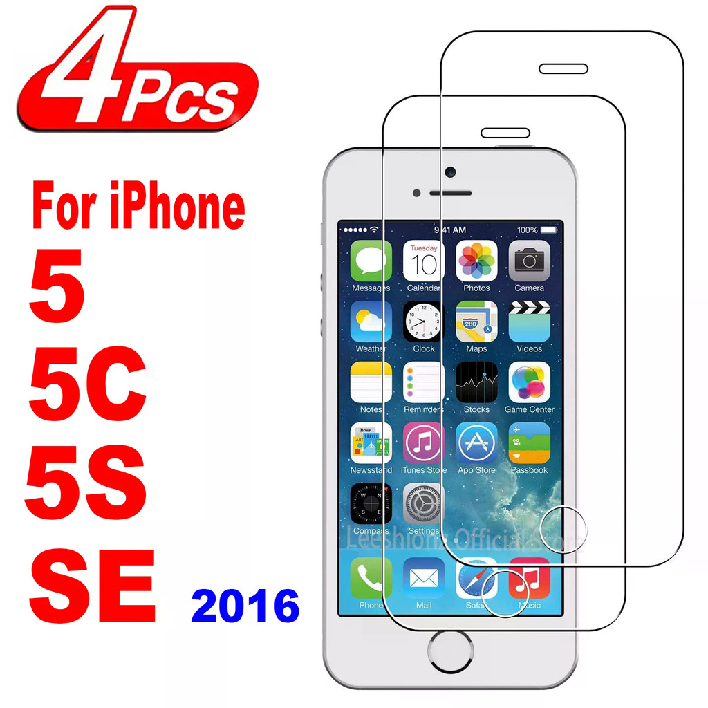 4 ชิ้น 2.5D 9H กระจกกันรอยหน้าจอแบบใสสูงสําหรับ iPhone 5C SE 2016 ฟิล์มกระจกนิรภัย