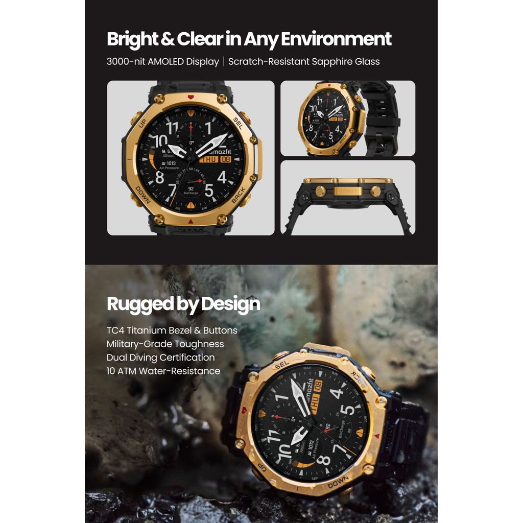 Amazfit สมาร์ทวอทช์ T-Rex 3 Pro 48mm/44mm กันน้ำ 10ATM มาตรฐาน Military ราคา ถูกที่สุด ดีลบีเคเค แกลเลอรีภาพที่ 6