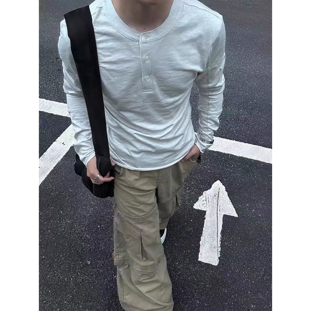 2026แฟชั่น2026อินเทรนด์อเมริกันสีดําแขนยาวเสื้อยืดผู้หญิง2025การออกแบบฤดูใบไม้ร่วงความรู้สึกกระดุมแถวเดียวSlim-Fit Slimmerดูครึ่งเปิดปกด้านบนCOD 1OVH - รูปที่ 6