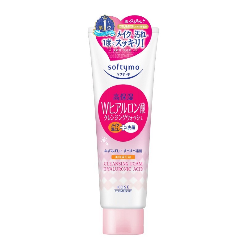 SOFTYMO CLEANSING FOAM HYALURONIC ACID 190 g / โฟมล้างหน้าและเครื่องสำอางแบบ 2 in 1 สูตรผิวชุ่มชื่น