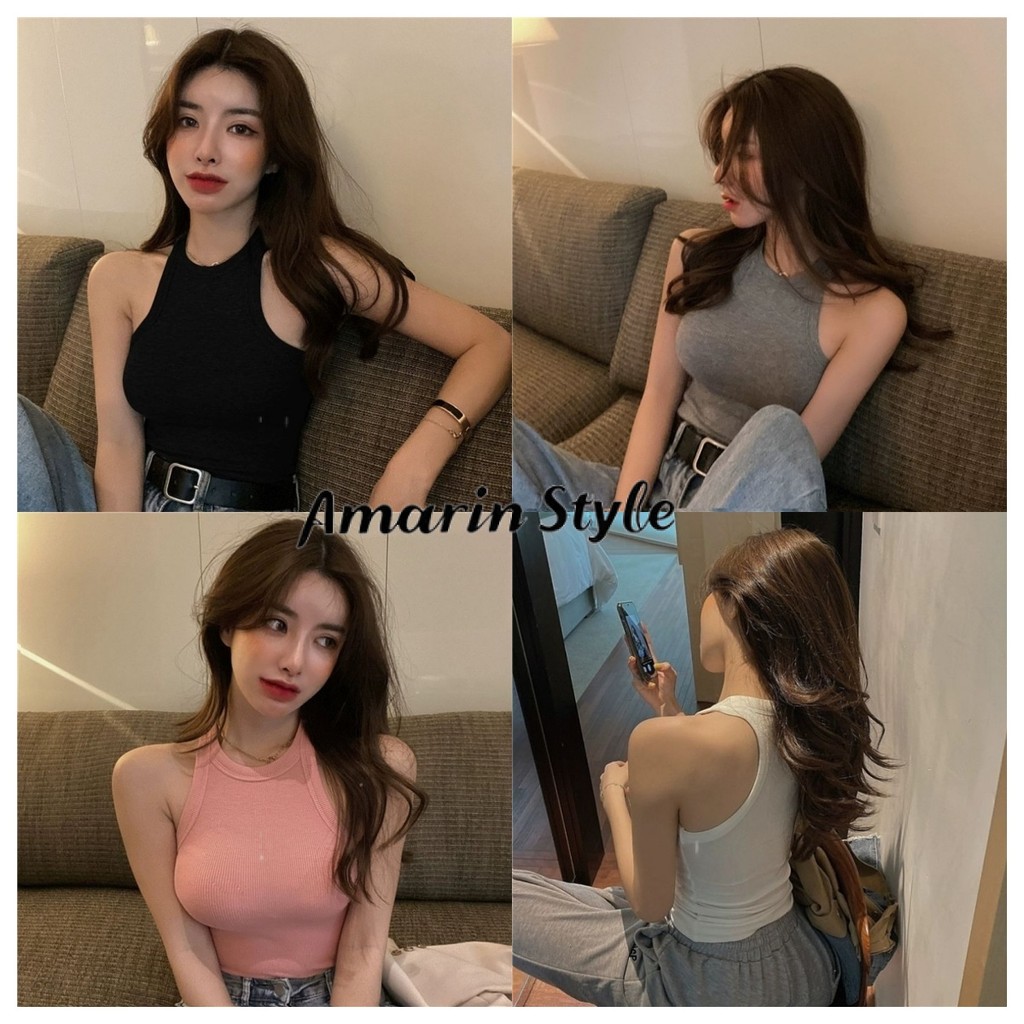 Amarin🌸พร้อมส่ง🌸 เสื้อกล้าม มีซับ-in ทรงรัดตัว ผ้านิ่ม ใส่สบาย ไซส์พอดีตัว -H  FYC013