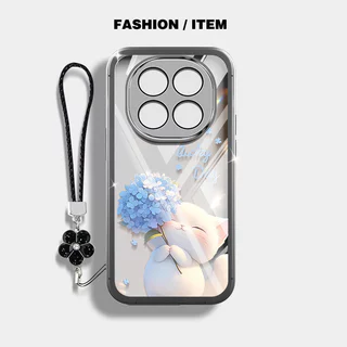 VRQR สําหรับ Xiaomi Redmi Note 15 Pro Plus หมายเหตุ 15 Pro + 5G 4G Poco M8 Pro 5G น่ารักยิ้มแมวดอกไม้เชือกแขวนโปร่งใสกันกระแทกเคสโทรศัพท์
