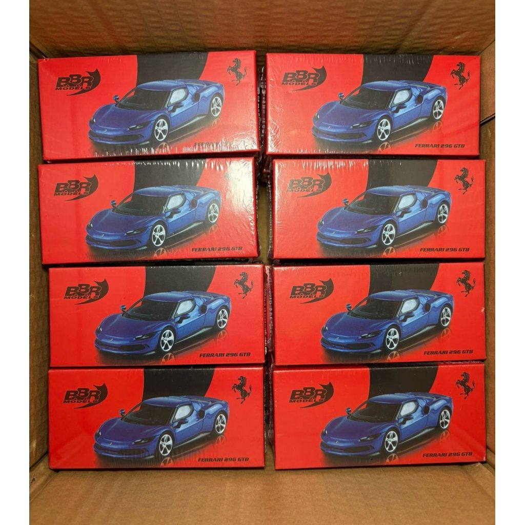 BR MINIGT เบอร์ 004 เฟอร์รารี296 GTB โลหะสีฟ้า64โมเดลรถอัลลอยยี่ห้อใหม่ยังไม่เปิดพร้อมสต็อกจัดส่งทัน