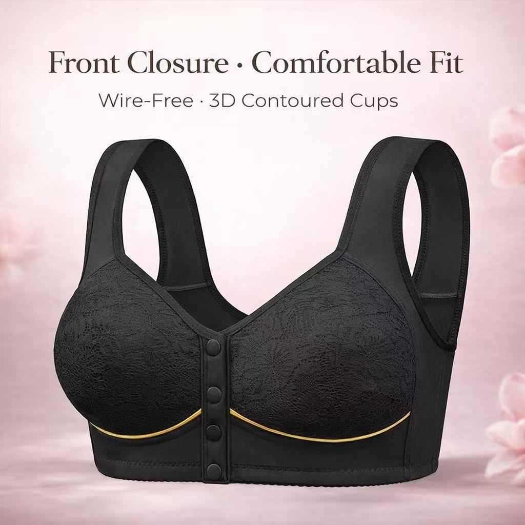 [ขนาด 36-50 BCD] 3D Cup Bra ผู้หญิงไร้สายปุ่มด้านหน้า Plus Size Cotton Bra (B2410)