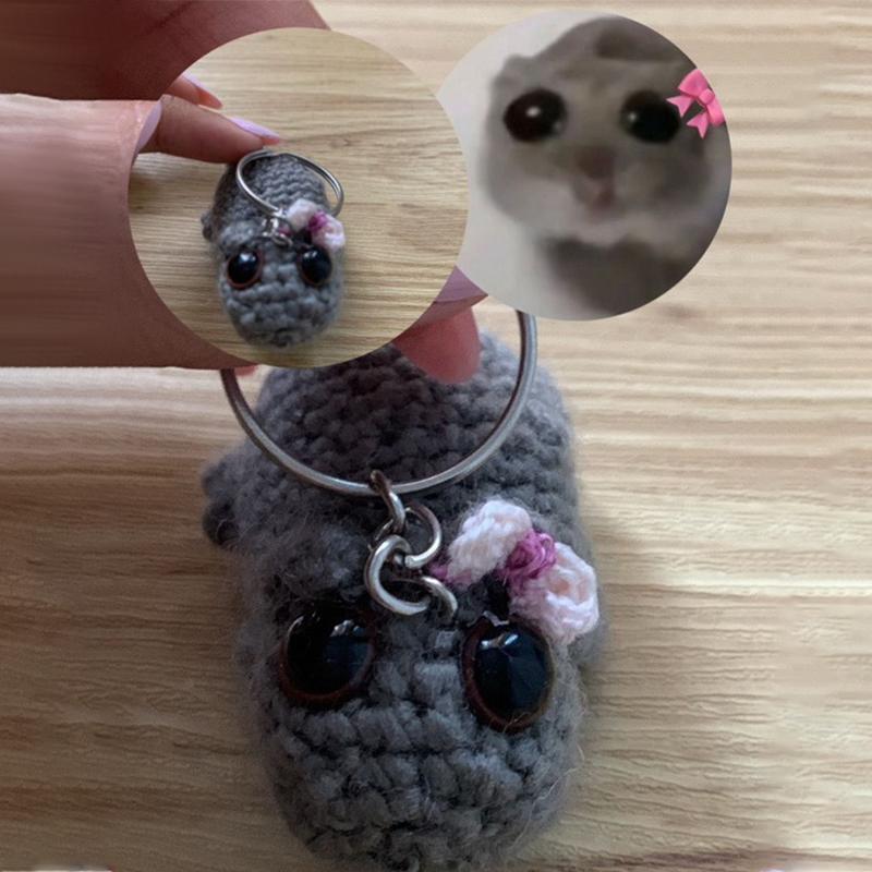 [Boutique1] Meme Sad Hamster Plush Sad Hamster พวงกุญแจแหวนสําหรับอุปกรณ์เสริมกระเป๋าจี้ตลกพวงกุญแจแ