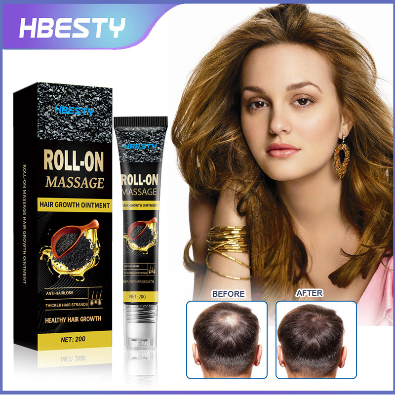 HBESTY Hair Roll-On Massage Cream Black Sesame Essential Oil Extract Secret Hair Care Massage Cream