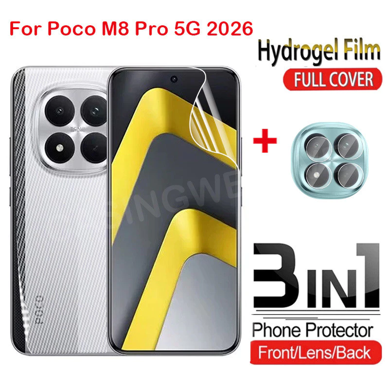 ป้องกันหน้าจอสําหรับ Poco M8 Pro 5G 2026 เลนส์ด้านหลังด้านหน้าคลุมทั้งหมดป้องกัน Hydrogel กล้องด้านหลังป้องกันฟิล์ม