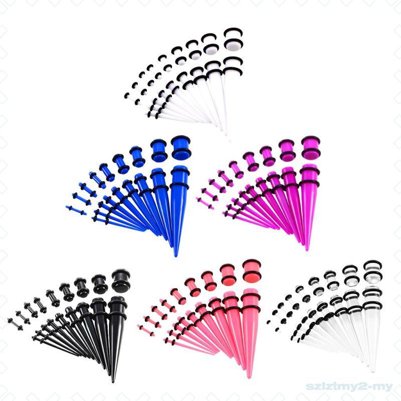 [SzlztmyeeMY] 18 ชิ้น Punk Ear Plug Tapers Kit ยืด Expander Stretchers Gauges 14g-00g