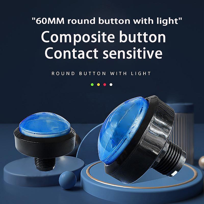 BBTH 1 PC 60 มม.ปุ่มอาเขตขนาดใหญ่ LED Illuminated พร้อม Microswitch สําหรับ DIY อาเขตเกมอะไหล่ 12V 32A โดม Vary