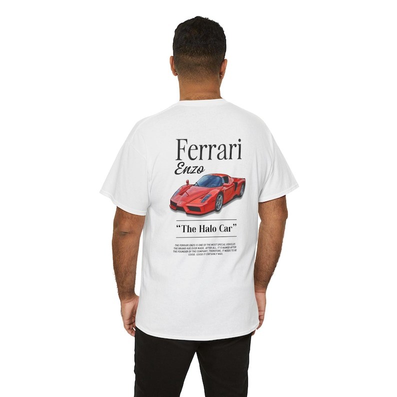 เสื้อยืด Ferrari Enzo รถคลาสสิก พร้อมส่ง unisex ผ้าฝ้าย 100% พิมพ์ลายรถยนต์วินเทจ ของขวัญสำหรับคนรัก