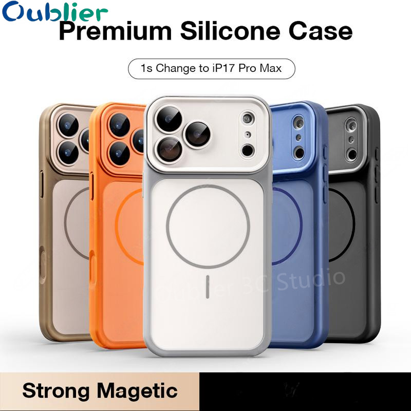 เคสโทรศัพท์ซิลิโคนแม่เหล็กแบบเป็นมิตรกับผิว สำหรับ ไอโฟน iPhone 17 Air 16 15 14 13 12 Pro Max Plus เคส Case ดีไซน์ใหม่ ฝาหลังเรียบด้าน กันกระแทกแบบทหาร พร้อมเลนส์กระจกในตัว
