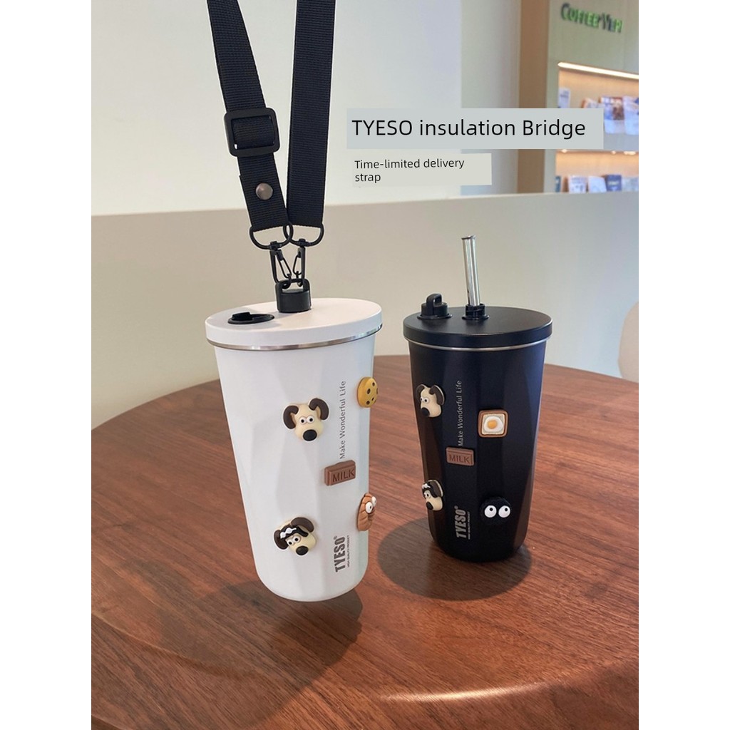 แก้วเก็บความเย็น แก้วเก็บความร้อน Tyeso tyeso ถ้วยเก็บความร้อนกาแฟสแตนเลสสําหรับเด็กผู้หญิง